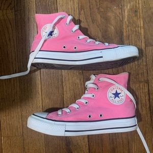 Pink Chuck Taylor high top Converse